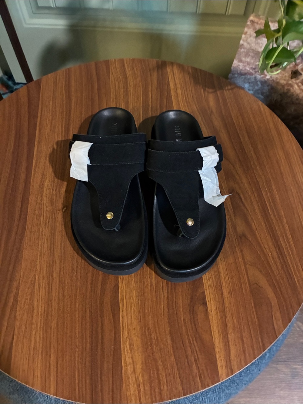 Black Suede Thong Slide Sandals STEVE MADDEN